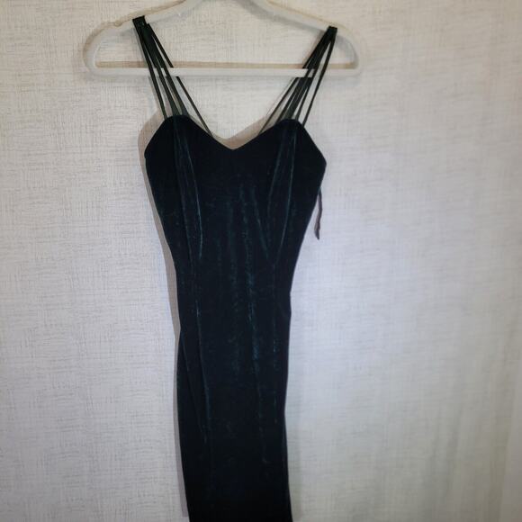 Vtg Dollar Velvet Velour Dress Womens Small Green Casual Prom Dance Formal Party - Picture 1 of 9